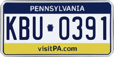 PA license plate KBU0391