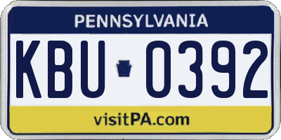 PA license plate KBU0392