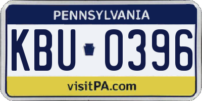PA license plate KBU0396