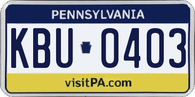 PA license plate KBU0403
