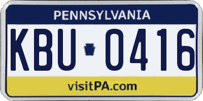PA license plate KBU0416