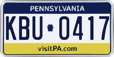 PA license plate KBU0417