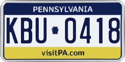 PA license plate KBU0418