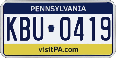 PA license plate KBU0419