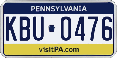 PA license plate KBU0476