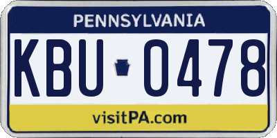 PA license plate KBU0478