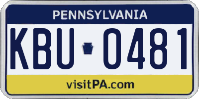 PA license plate KBU0481