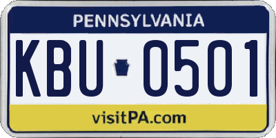 PA license plate KBU0501