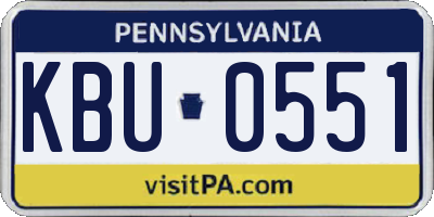PA license plate KBU0551