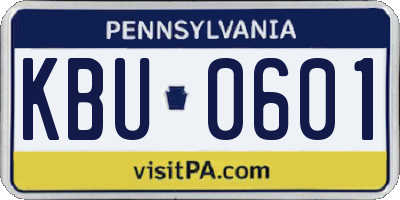 PA license plate KBU0601