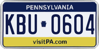 PA license plate KBU0604