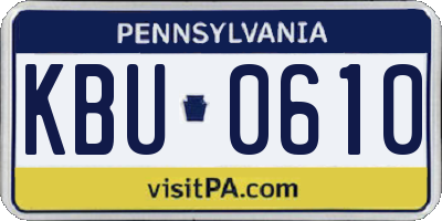PA license plate KBU0610