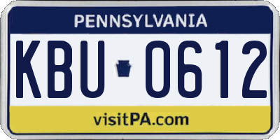 PA license plate KBU0612