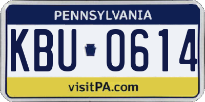 PA license plate KBU0614