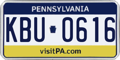 PA license plate KBU0616