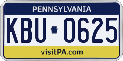 PA license plate KBU0625