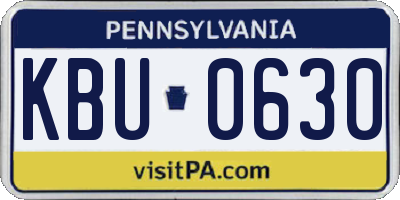PA license plate KBU0630