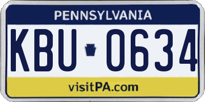 PA license plate KBU0634