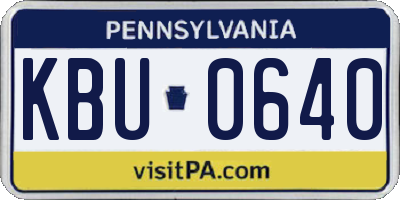 PA license plate KBU0640