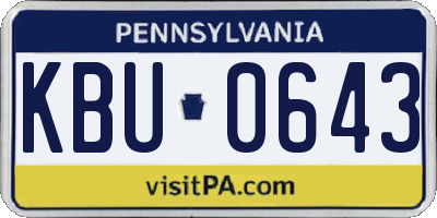 PA license plate KBU0643