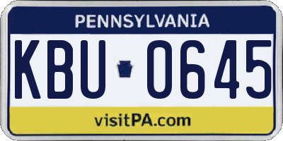 PA license plate KBU0645
