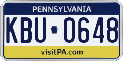 PA license plate KBU0648