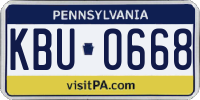 PA license plate KBU0668
