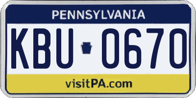 PA license plate KBU0670