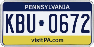 PA license plate KBU0672