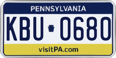 PA license plate KBU0680