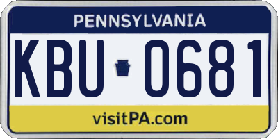 PA license plate KBU0681