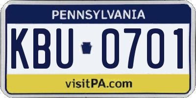 PA license plate KBU0701