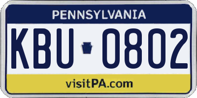 PA license plate KBU0802