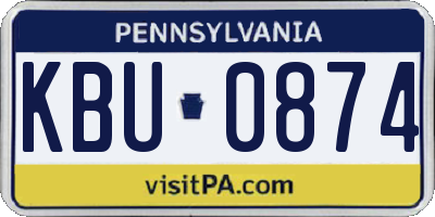 PA license plate KBU0874