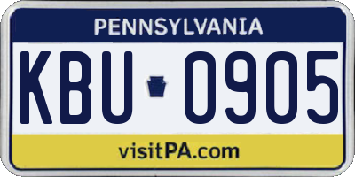 PA license plate KBU0905