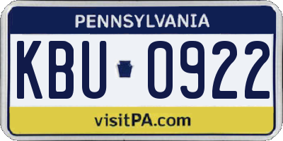 PA license plate KBU0922