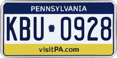 PA license plate KBU0928