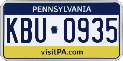 PA license plate KBU0935