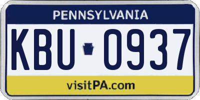 PA license plate KBU0937