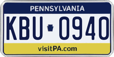 PA license plate KBU0940