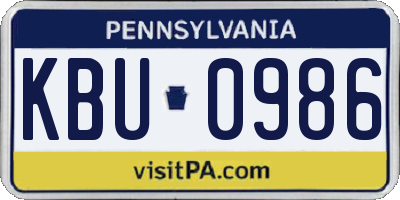 PA license plate KBU0986