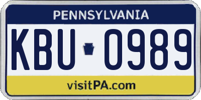 PA license plate KBU0989