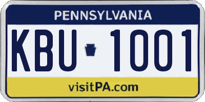 PA license plate KBU1001