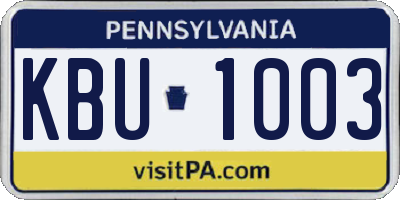 PA license plate KBU1003