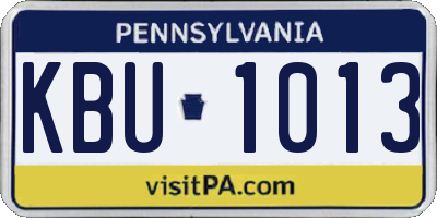 PA license plate KBU1013