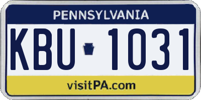 PA license plate KBU1031
