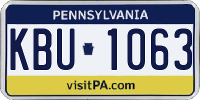 PA license plate KBU1063