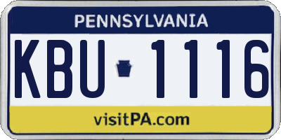 PA license plate KBU1116