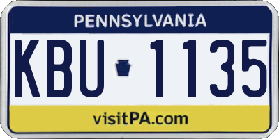 PA license plate KBU1135