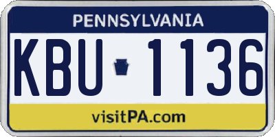 PA license plate KBU1136